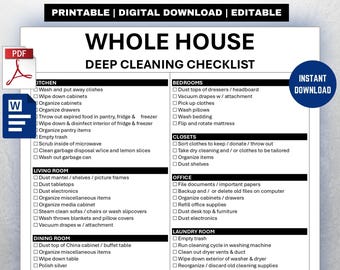 Whole House Deep Cleaning Checklist Template
