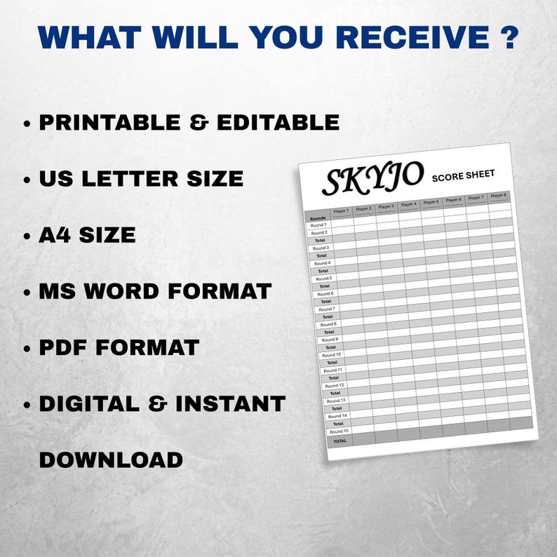 Skyjo Rules.pdf Modèle de feuille de pointage SKYJO. Feuille de suivi de la carte de ...