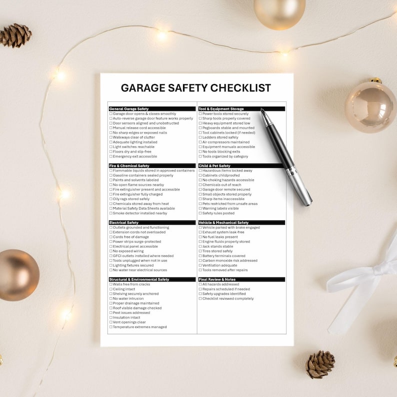 Garage Safety Checklist Template (printable PDF & Editable Word) - Etsy