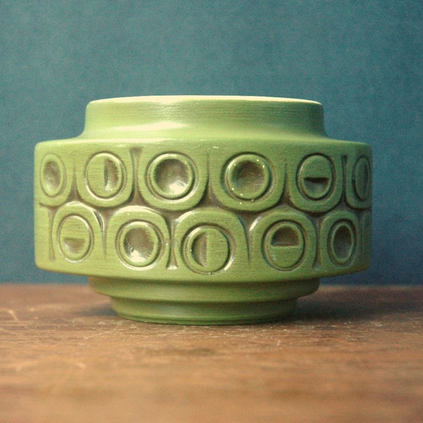 Mid Century Modern McCoy Scandia Footed Vase - Vintage Green Scandia Planter