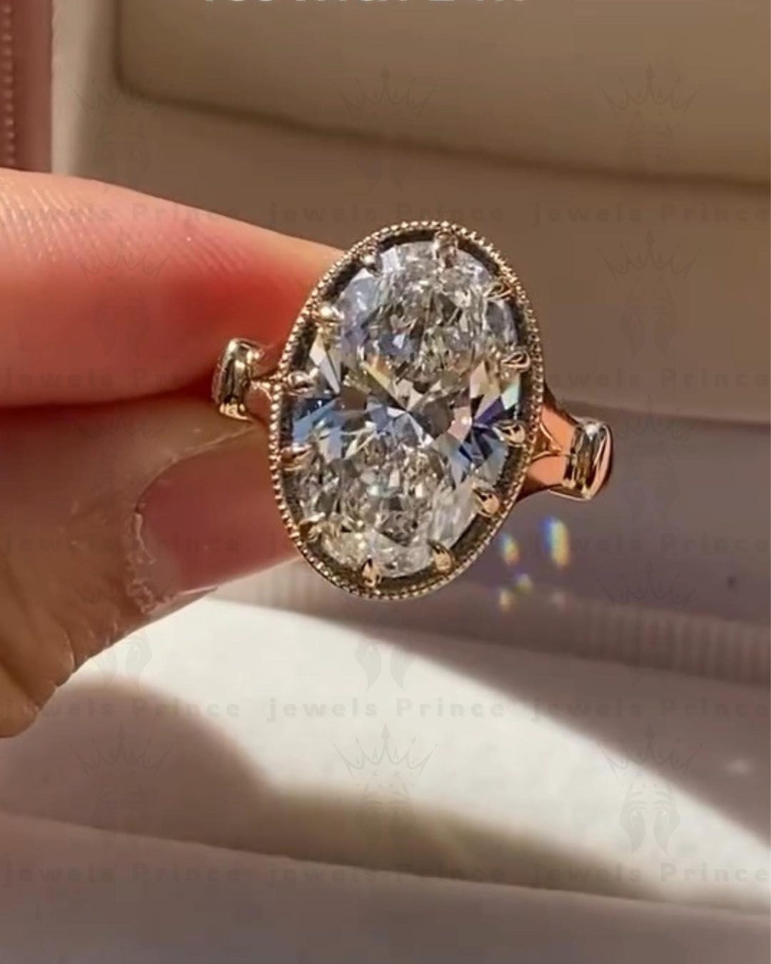 Vintage 4CT Oval Cut Moissanite Bezel Engagement Ring 14K Gold Ring ...