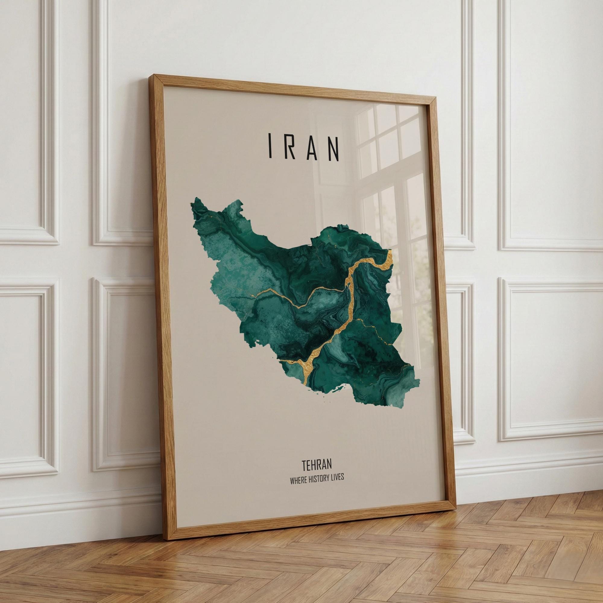 Tehran Lettering Iran Map Poster With Tehran Lettering, Minimalist Wall Art, Modern Wall ...