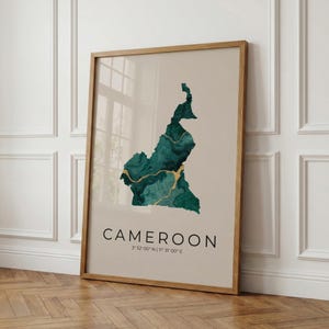 Cameroon Map Poster | Yaoundé Wall Art | Personalized Africa Art Print | Home | Travel Gift | Digital