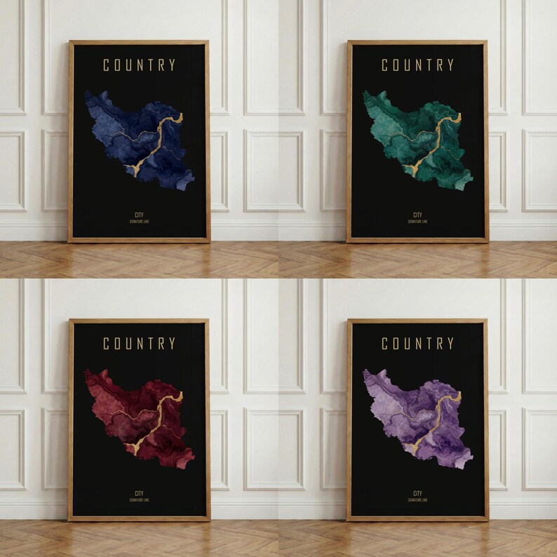 Tehran Lettering Iran Map Poster With Tehran Lettering, Minimalist Wall Art, Modern Wall ...