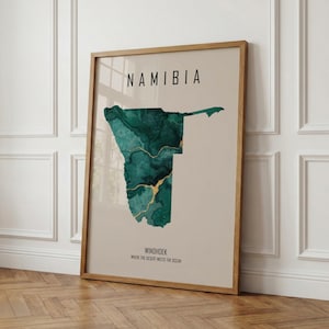 Namibia Landkarte Poster | Windhoek Wandbild | Personalisierbarer Afrika Kunstdruck | Heimat | Reise Geschenk | Digital