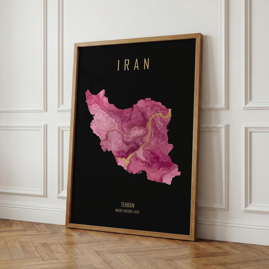 Tehran Lettering Iran Map Poster With Tehran Lettering, Minimalist Wall Art, Modern Wall ...