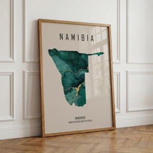 Namibia Landkarte Poster | Windhoek Wandbild | Personalisierbarer Afrika Kunstdruck | Heimat | Reise Geschenk