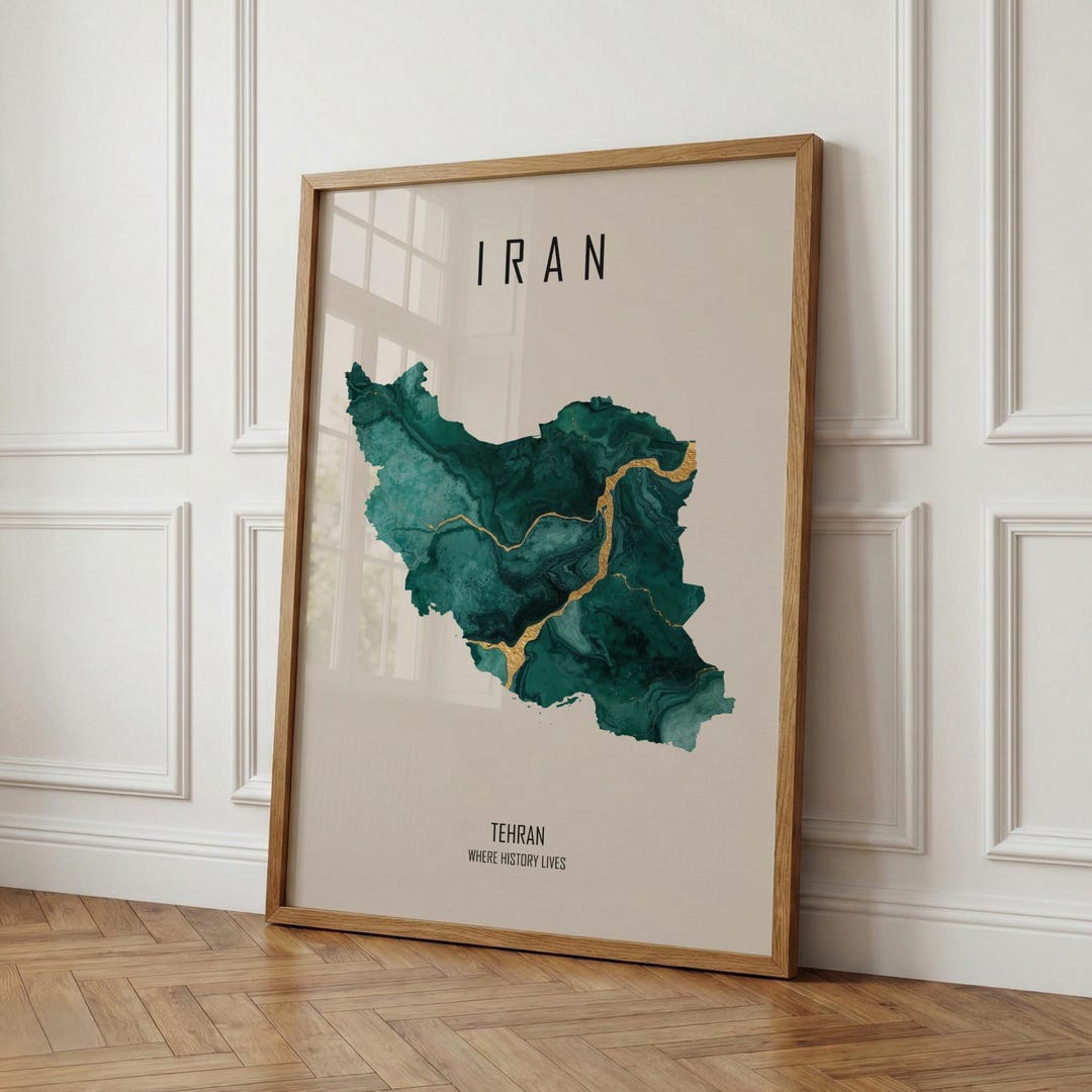 Tehran Lettering Iran Map Poster With Tehran Lettering, Minimalist Wall Art, Modern Wall ...