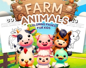 Farm Animals Activities for Kids, Printable Worksheets for Toddlers & Preschoolers, Animal Sounds, Maze, Instant Download PDF