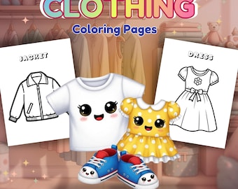 Clothing Coloring Pages for Kids, Preschool Learning Activity, Printable PDF