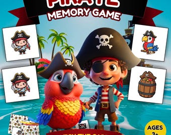 Pirate Memory Game Printable for Kids, Pirate Matching Game, Preschool Busy Book Activity, Toddler Learning Game, Homeschool Printable