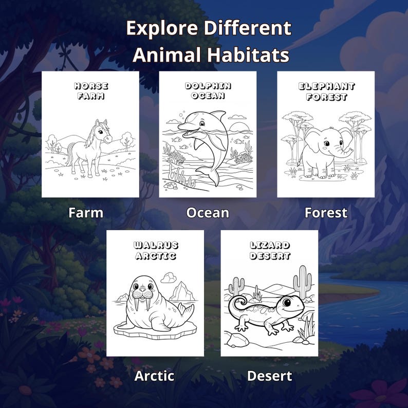 Animal Habitats Coloring Pages for Kids | Preschool Science Coloring ...