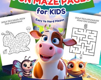 Preschool Maze Worksheets Printable, Maze Book for Kids, Kindergarten Maze Activities PDF, Easy to Hard Mazes, Fine Motor Skills