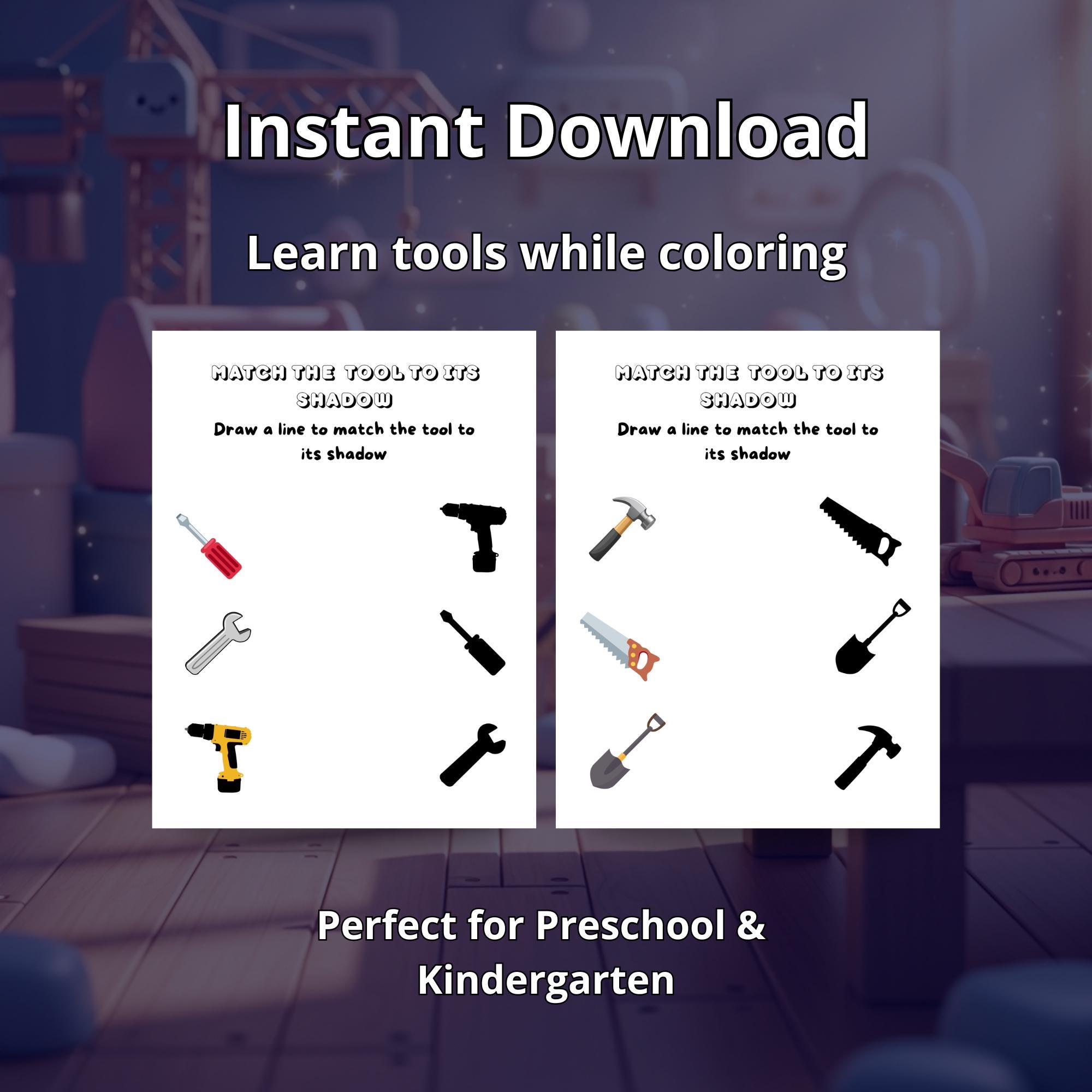 Color Tools Worksheet Tools Coloring Pages for Kids, Preschool Learning Activities (PDF ...