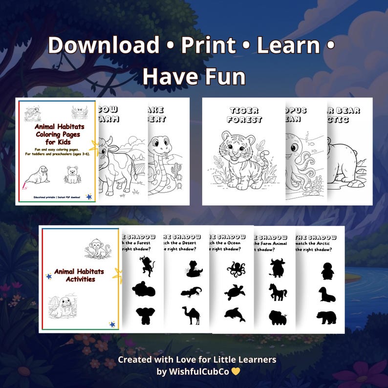 Animal Habitats Coloring Pages for Kids | Preschool Science Coloring ...