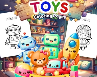 Toys Coloring Pages for Kids | Printable Toy Coloring Book | Toddler & Preschool Coloring Worksheets | Instant Download PDF