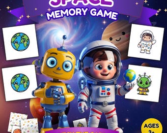 Space Memory Game Printable for Kids, Outer Space Matching Game, Preschool Learning Activity, Toddler Busy Book, Homeschool Game
