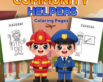 Community Helpers Coloring Pages for Kids | Printable Jobs Coloring Book | Preschool & Kindergarten Worksheets | Instant Download PDF