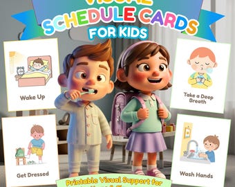 Visual Schedule Cards for Kids, Autism Visual Support, Daily Routine Cards, Calm Down Cards, First Then Board Printable