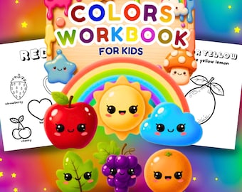 Hojas de trabajo para aprender los colores para niños, actividades de reconocimiento de colores, imprimibles para preescolares y niños pequeños de 3 a 5 años, libro para colorear de colores en PDF