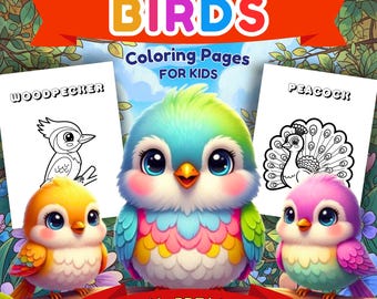 Birds Coloring Pages for Kids | Educational Bird Coloring Book | Preschool Printable | Homeschool PDF | Instant Download