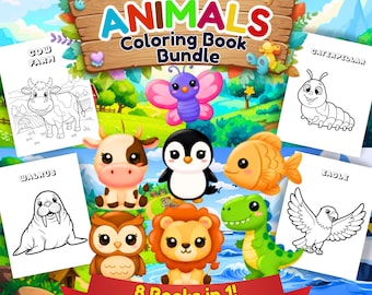 Mega Animal Coloring Pages Bundle, 250 Pages Printable, Kids Activity Book, Preschool Learning Worksheets, Homeschool Activities, Busy Book