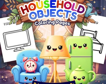 Household Objects Worksheets for Kids | Coloring Pages + Learning Activities | Preschool Printable PDF | Instant Download