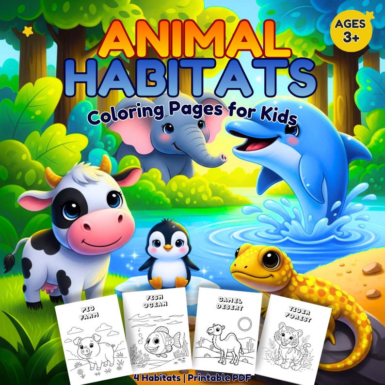 Animal Habitats Coloring Pages for Kids | Preschool Science Coloring ...