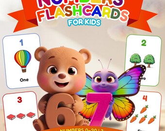 Numbers Flashcards 0-20 Printable, Number Recognition Cards, Counting Flash Cards for Preschool & Kindergarten, Homeschool Math PDF