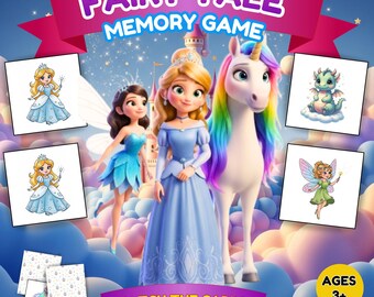 Fairy Tale Memory Game Printable for Kids | Preschool Matching Game | Princess Unicorn Dragon Activity | Toddler Learning PDF | Montessori
