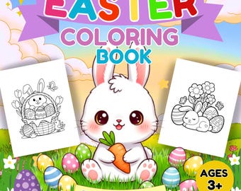 Easter Coloring Pages for Kids Ages 3-6, Printable Easter Activity Book, Preschool Worksheets, Cute Bunny Coloring Pages, Kindergarten