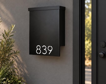 Painted Andover Modern Mailbox - Mid Century Modern Custom Mailbox, Wall Mount Mailbox, Personalized House Numbers, Housewarming Gift