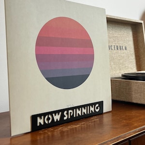 Now Spinning Tabletop Vinyl Record Holder - Record Stand for Vinyl Display, Vintage Home Decor, LP Holder