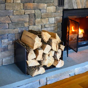 Bent Steel Firewood Holder - Log Storage, Metal Firewood Rack, Fireplace Accessories, Indoor Outdoor Storage, Home Decor, Gift for Him
