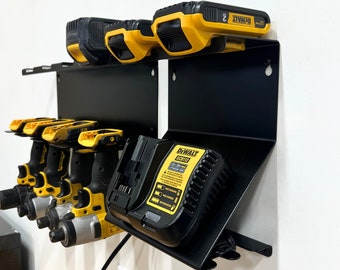 Dewalt 20V Charger and Battery Mount - Cordless Drill Organizer, Power Tool Holder, Garage Organization, Father's Day Gift for Him