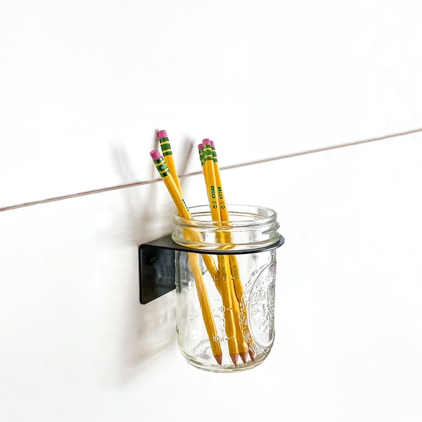 Mason Jar Shelf - Jar Holder Storage Wall Mount Art Supplies Toothbrush Organization Shelving Dorm Decor Desk Accessories