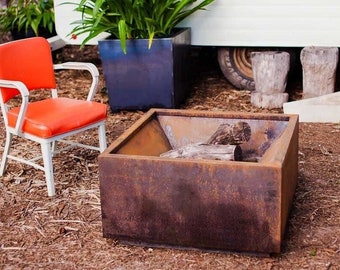 The West Lynn Fire Pit 30" - Modern Metal Outdoor Fire Pit, Square Wood Burning Fire Pit, Mid Century Home Decor, Christmas Gift for Him