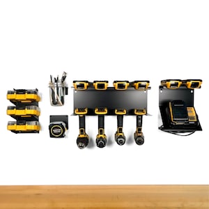 Dewalt 20V Drill and Battery Shelf w 4 or 6 Slots - Cordless Drill Organizer, Power Tool Holder, Garage Organization, Father's Day Gift Bild 8