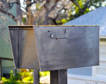 Dexter Modern Mailbox - Curbside Post Mount Mailbox, Mid Century Modern Outdoor Decor, Metal Mailbox with Post Option