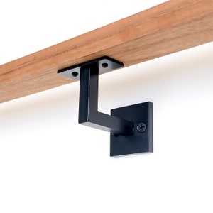 Minimal Handrail Bracket - Modern Handrail Hardware, Metal Handrail Bracket, Black Handrail Bracket for Metal or Wood Handrail, Wall Mount