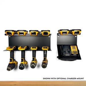 Dewalt 20V Drill and Battery Shelf w 4 or 6 Slots - Cordless Drill Organizer, Power Tool Holder, Garage Organization, Father's Day Gift Bild 2