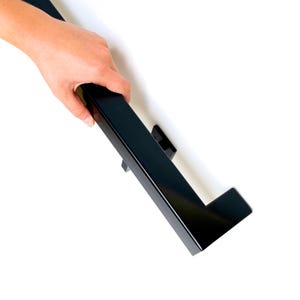 Square Profile Wall Mount Handrail - Black Metal Handrail for Stairs, Mid Century Modern Hand Railing, Brackets Included