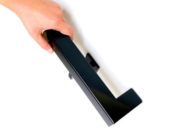 Square Profile Wall Mount Handrail - Black Metal Handrail for Stairs, Mid Century Modern Hand Railing, Brackets Included