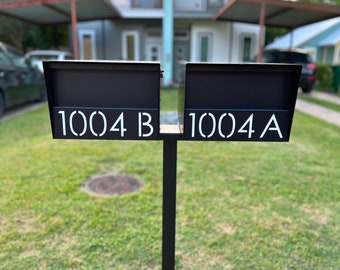 Double Dexter XL Modern Mailbox -  Black Modern Curbside Mailboxes, Custom Mailbox Address Numbers for Mid Century Modern Outdoor Decor