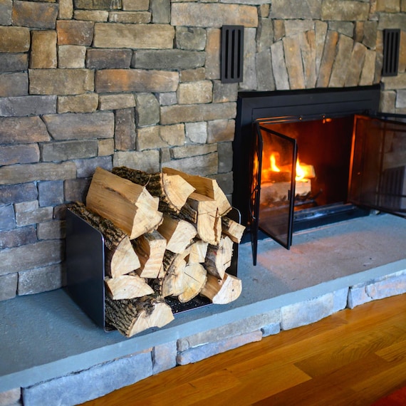 Bent Steel Firewood Holder - Log Storage, Metal Firewood Rack, Fireplace Accessories, Indoor Outdoor Storage, Home Decor, Gift for Him