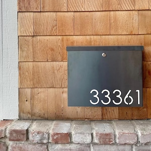 Gibson LG Wall Mount Mailbox - Custom Mid Century Modern Mailbox with Personalized House Numbers