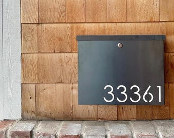 Gibson LG Wall Mount Mailbox - Custom Mid Century Modern Mailbox with Personalized House Numbers