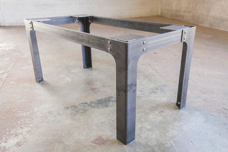 Industrial Coffee Table Legs Steel Metal Base 15 5 Inches Tall Custom Orders Bench Dining Bar Kitchen Modern Contemporary Handmade
