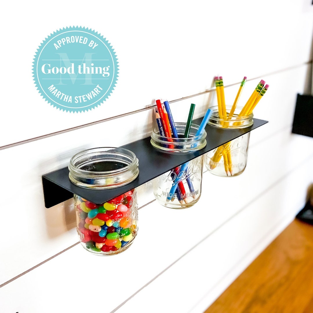 Mason Jar Shelf 3 Jar Holder Wall Mount Storage Etsy