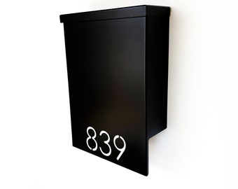 Painted Andover Modern Mailbox - Mid Century Modern Custom Mailbox, Wall Mount Mailbox, Personalized House Numbers, Housewarming Gift